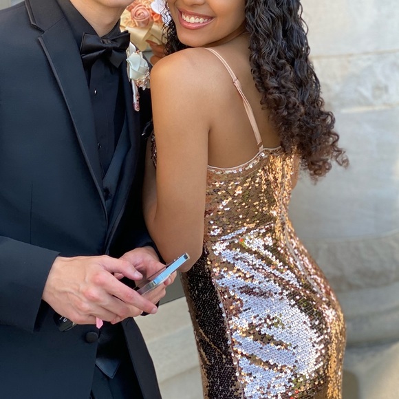 ON SALE Rose Gold Prom Dress - Picture 3 of 5